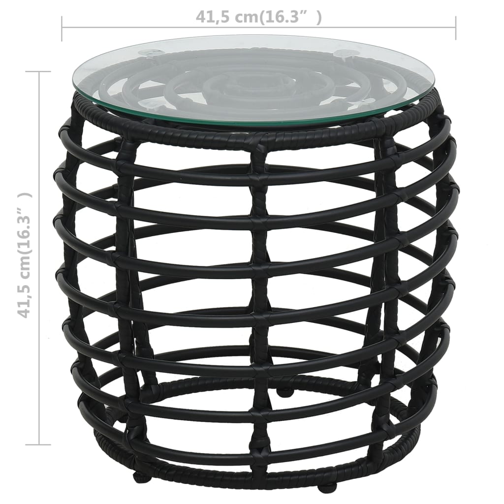 3-darabos fekete polyrattan bisztrószett