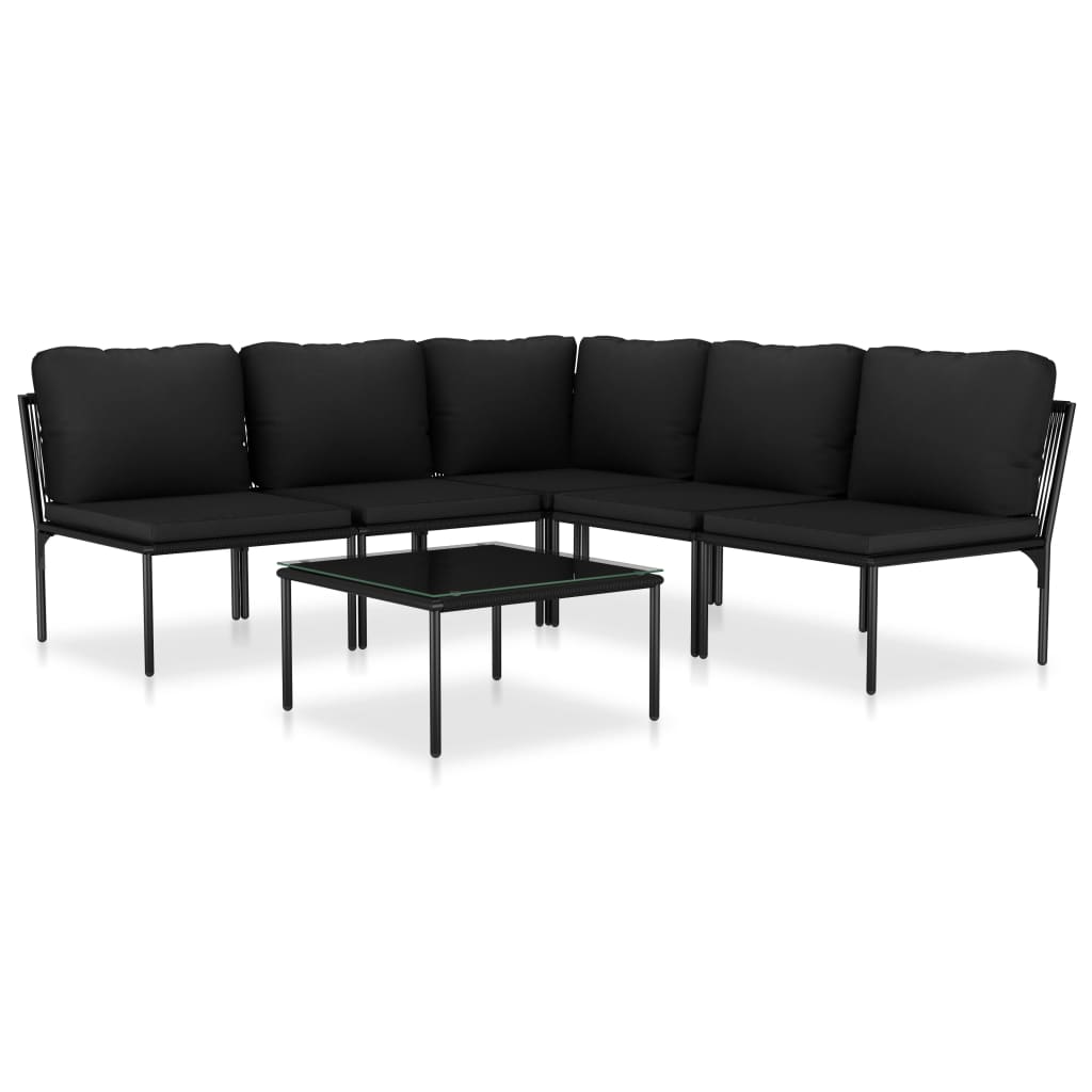 6 részes fekete PVC kerti ülőgarnitúra párnákkal