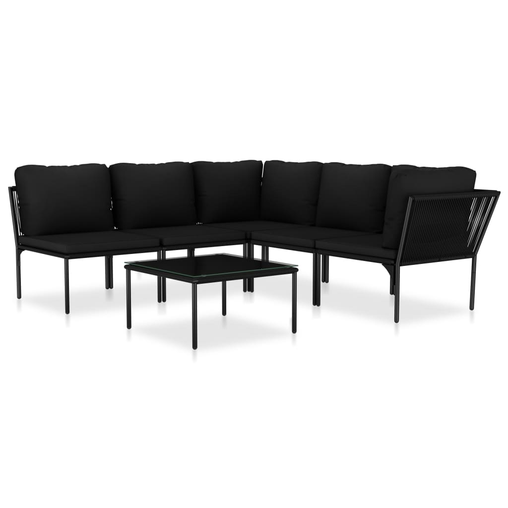 6 részes fekete PVC kerti ülőgarnitúra párnákkal