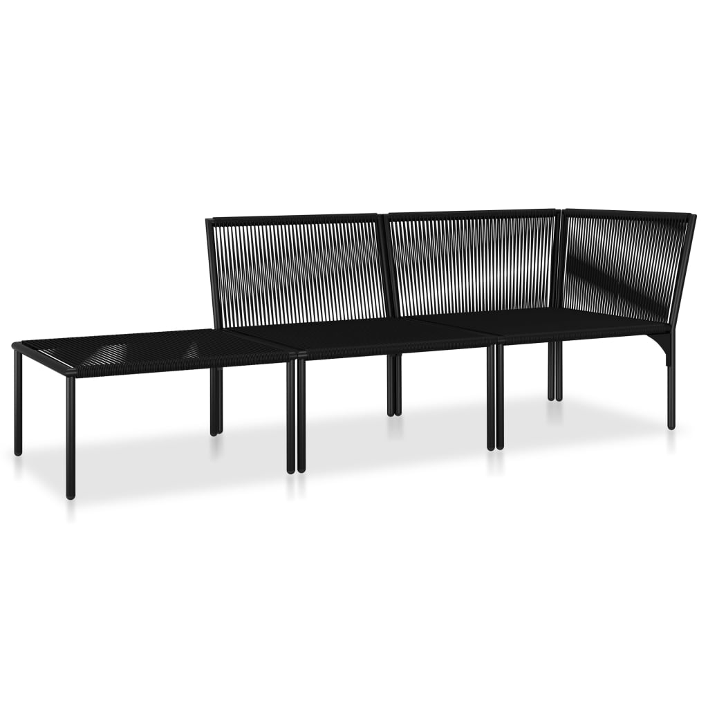 3 részes fekete PVC kerti ülőgarnitúra párnákkal