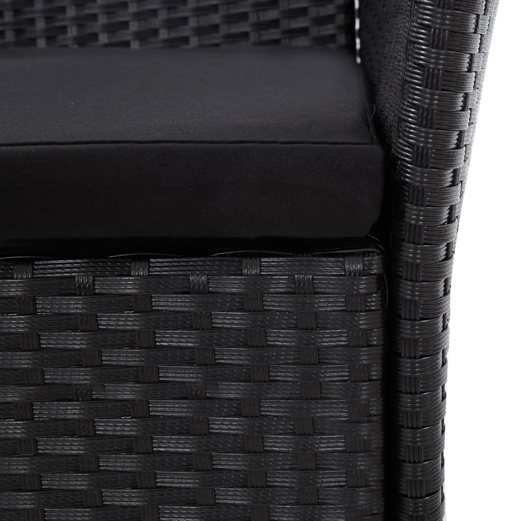 9 részes fekete polyrattan kültéri étkezőgarnitúra