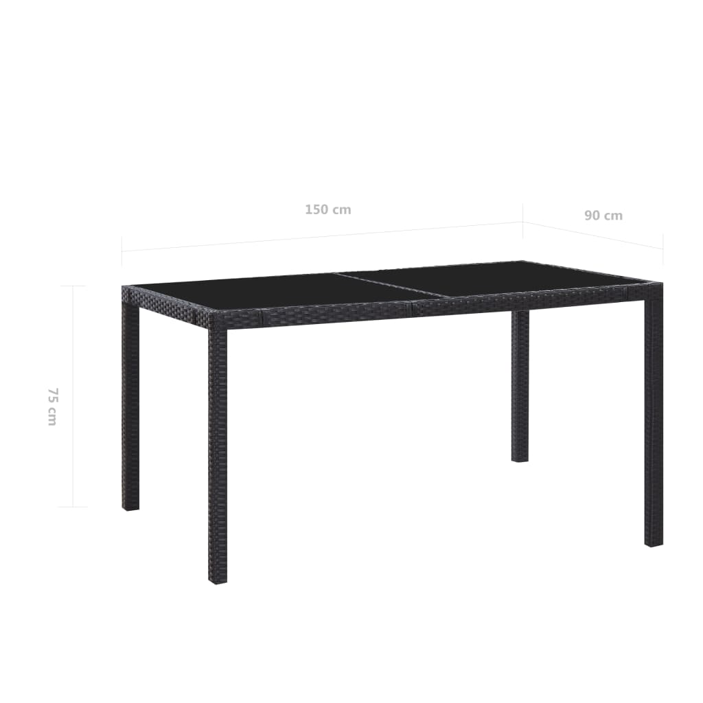 7 részes fekete kültéri polyrattan étkezőgarnitúra