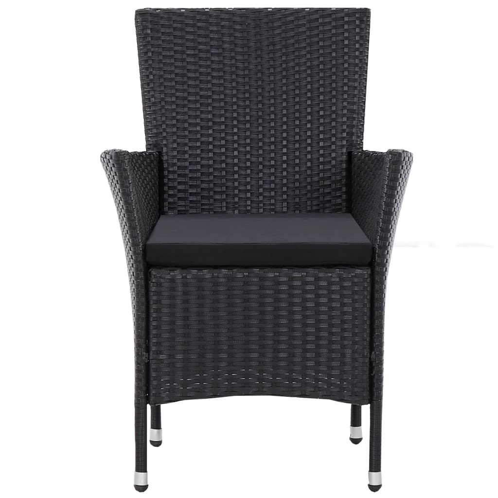 5-részes fekete kültéri polyrattan étkezőgarnitúra