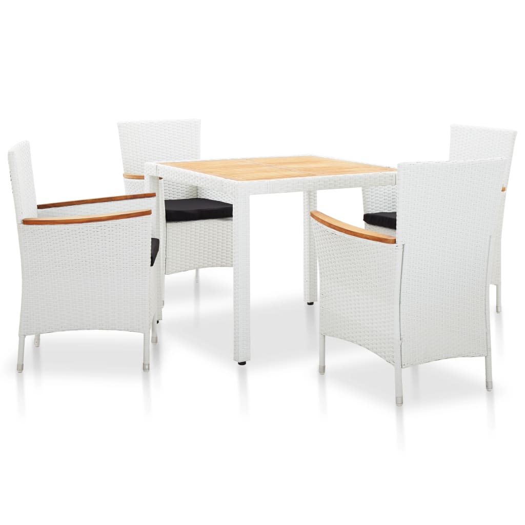 5 részes kültéri fehér polyrattan étkezőgarnitúra