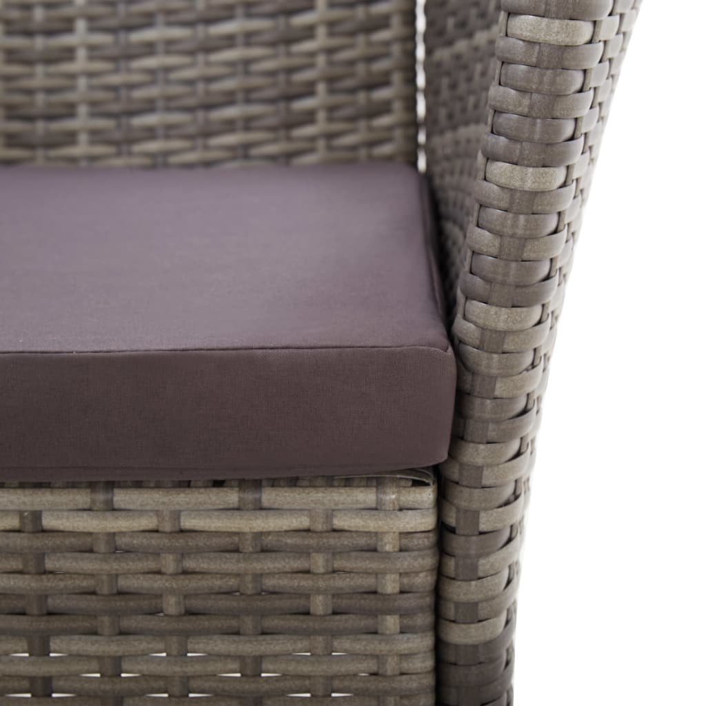 7 részes szürke polyrattan és tömör akácfa étkezőgarnitúra
