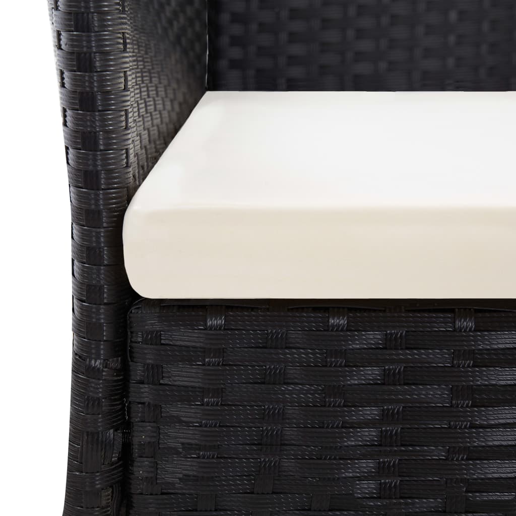 7 részes kültéri fekete polyrattan és akácfa étkezőgarnitúra