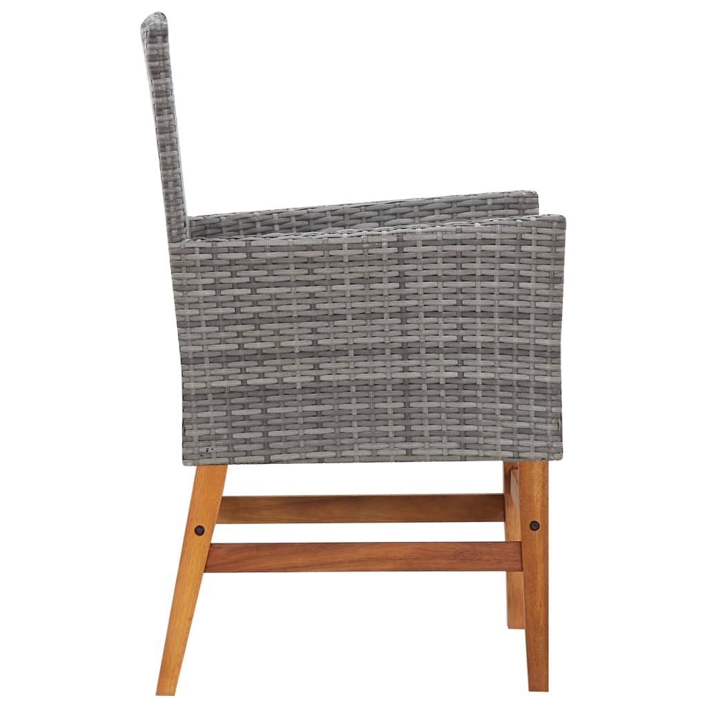 7 részes kültéri szürke polyrattan és akácfa étkezőgarnitúra