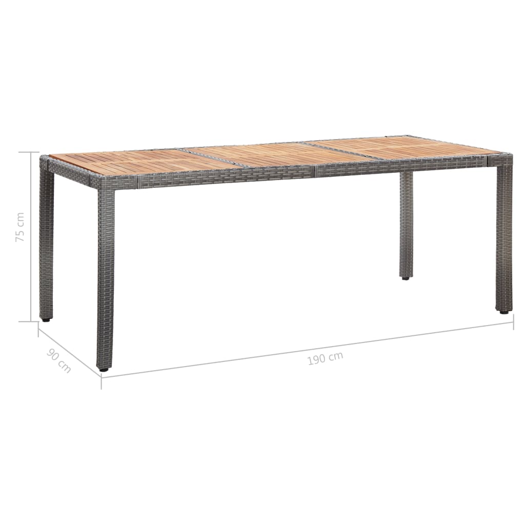 9 részes szürke polyrattan kültéri étkezőgarnitúra párnákkal