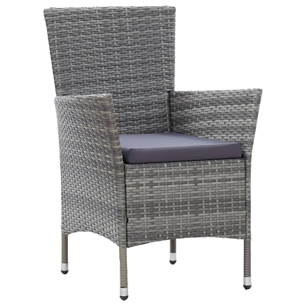 9 részes szürke polyrattan kültéri étkezőgarnitúra párnákkal