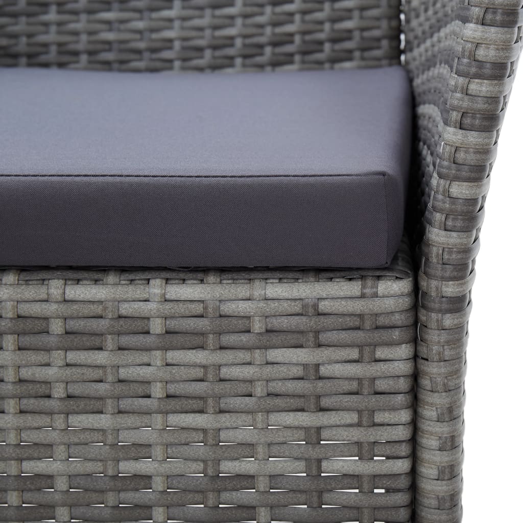 7-részes szürke polyrattan kültéri étkezőgarnitúra párnákkal