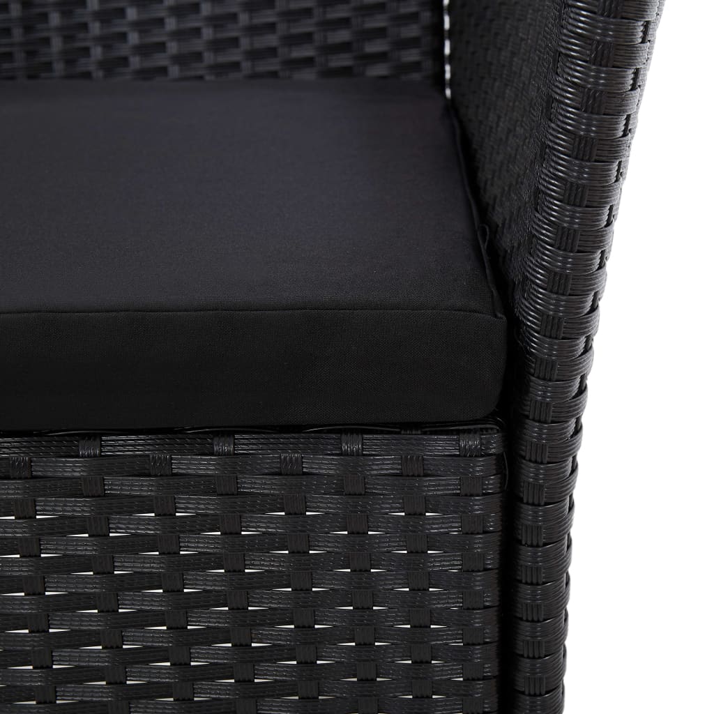 7-részes fekete polyrattan kültéri étkezőgarnitúra párnákkal