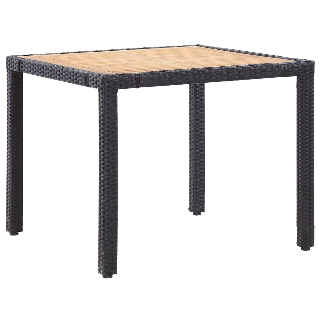 5 részes fekete polyrattan kültéri étkezőszett párnákkal