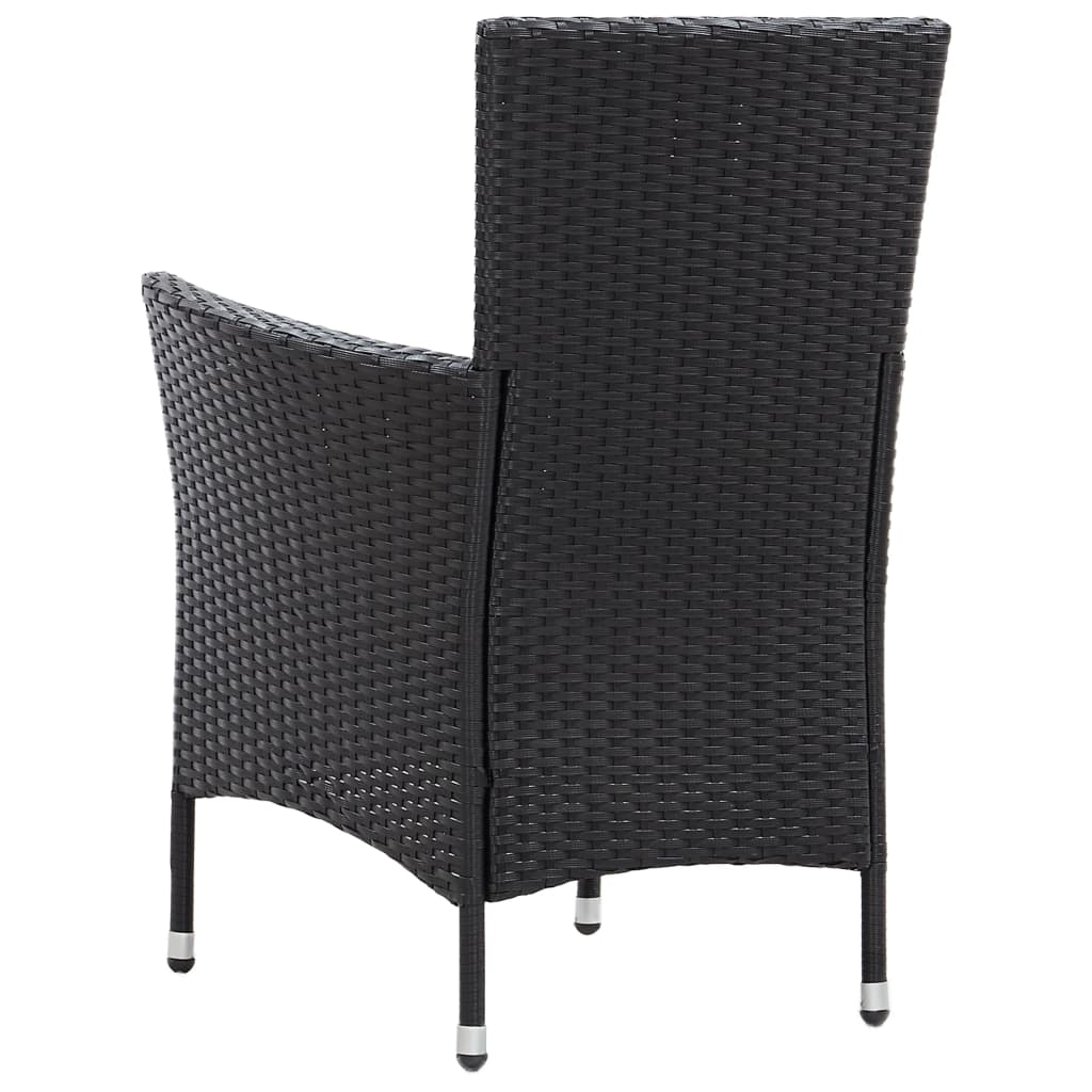 5 részes fekete polyrattan kültéri étkezőszett párnákkal