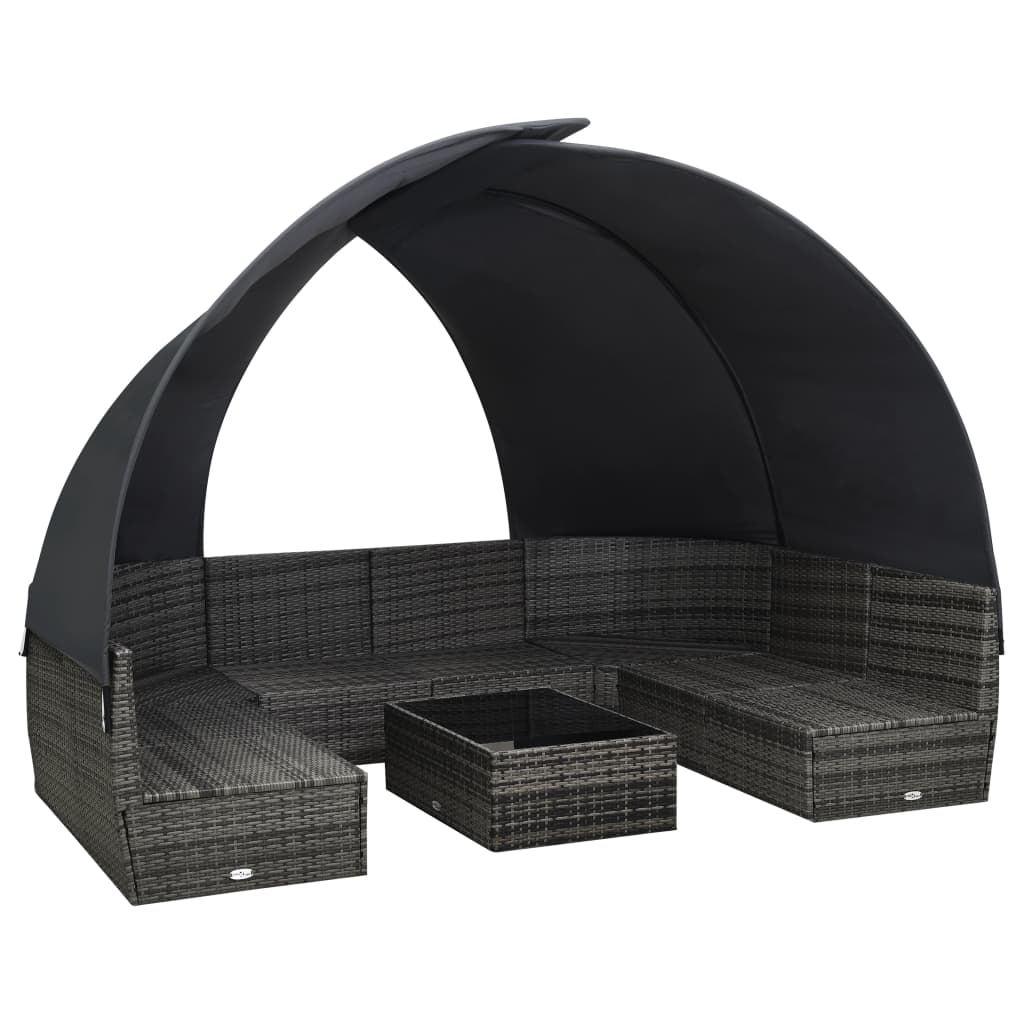 9 részes antracitszürke kerti polyrattan ülőgarnitúra párnákkal