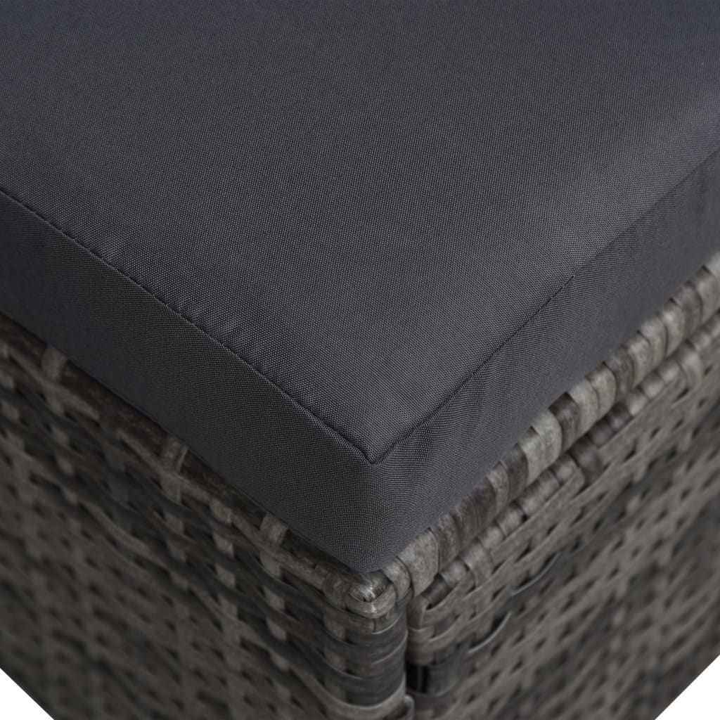 9 részes antracitszürke kerti polyrattan ülőgarnitúra párnákkal