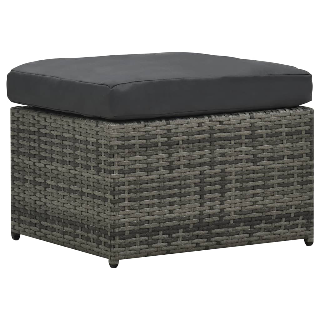 4 részes antracitszürke polyrattan kerti ülőgarnitúra párnákkal