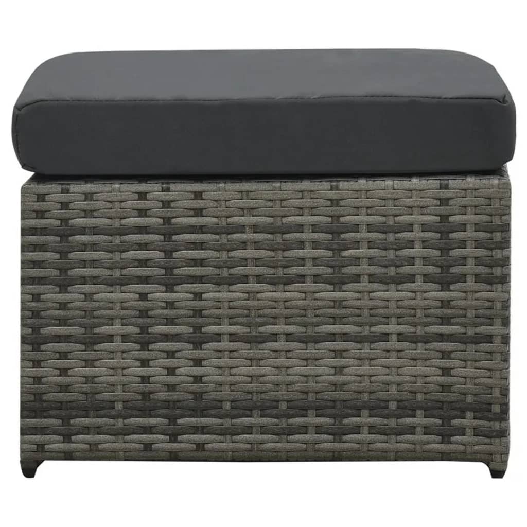 4 részes antracitszürke polyrattan kerti ülőgarnitúra párnákkal