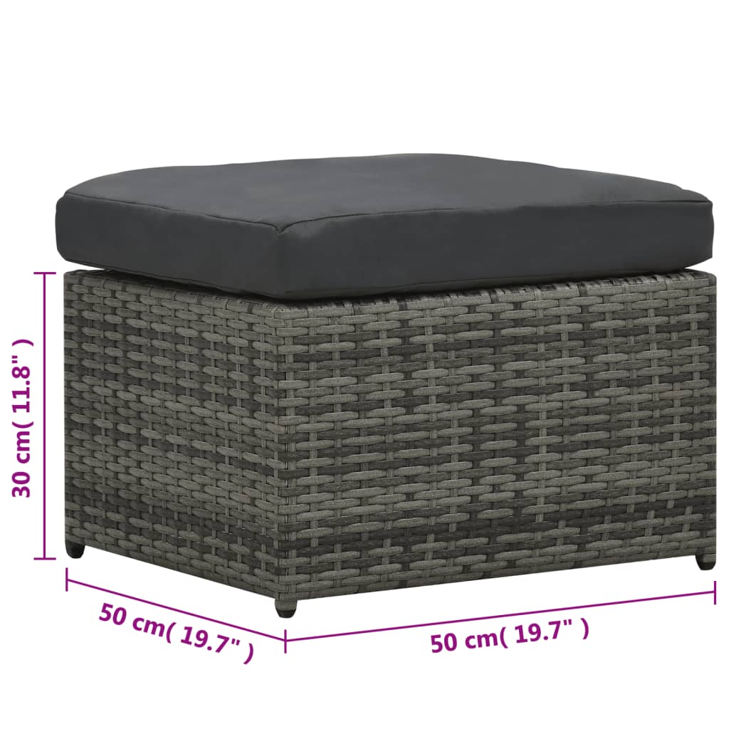 4 részes antracitszürke polyrattan kerti ülőgarnitúra párnákkal