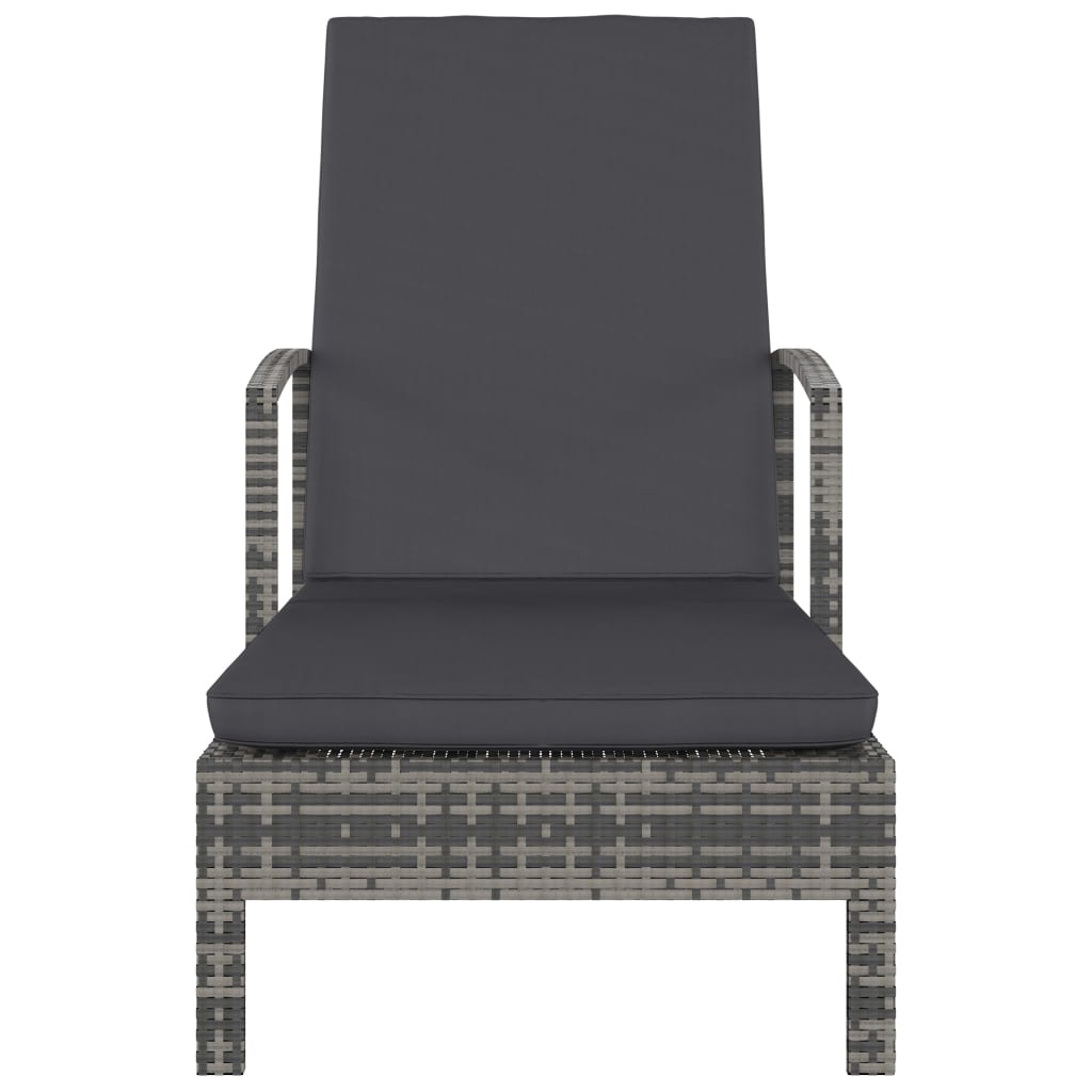 szürke polyrattan karfás napozóágy