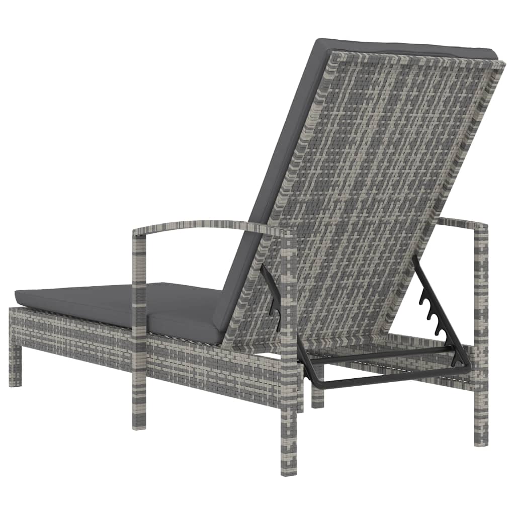 szürke polyrattan karfás napozóágy