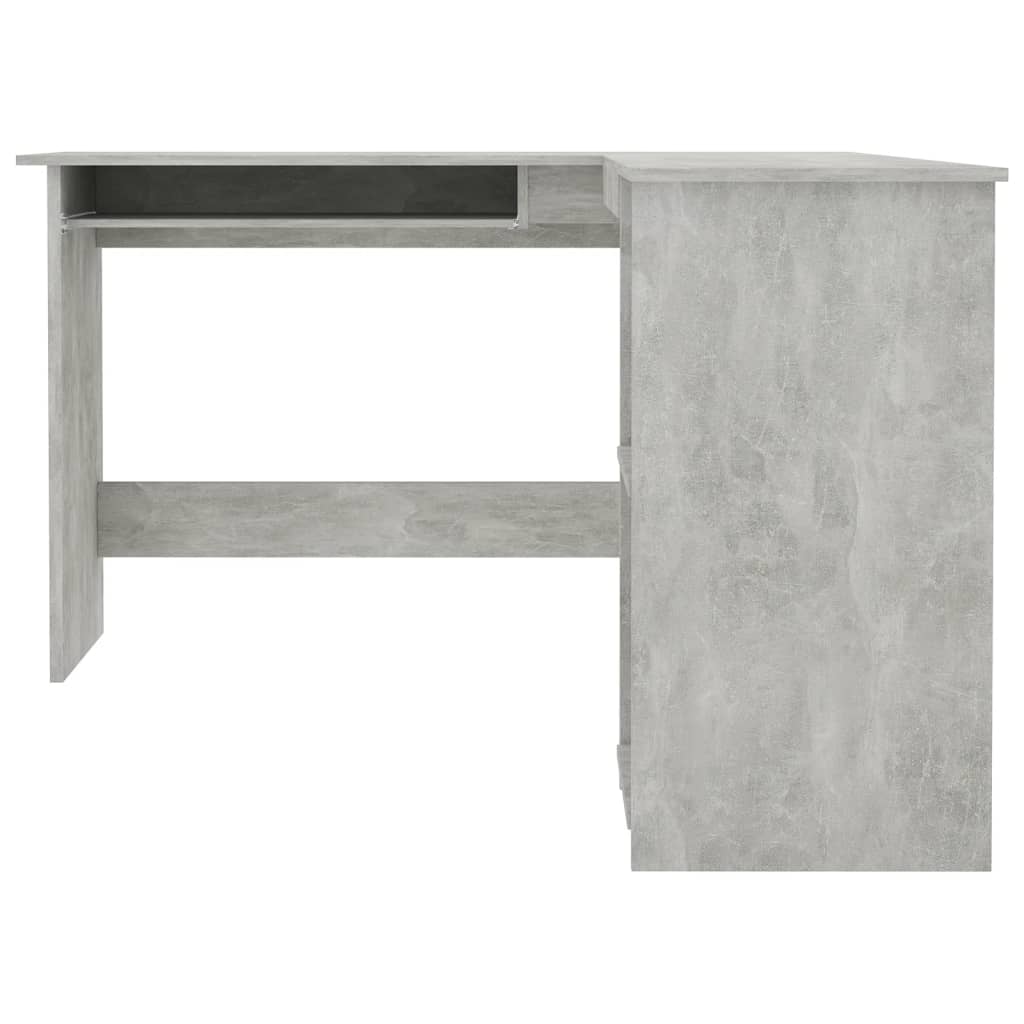 betonszürke szerelt fa L-alakú sarok-íróasztal 120x140x75 cm