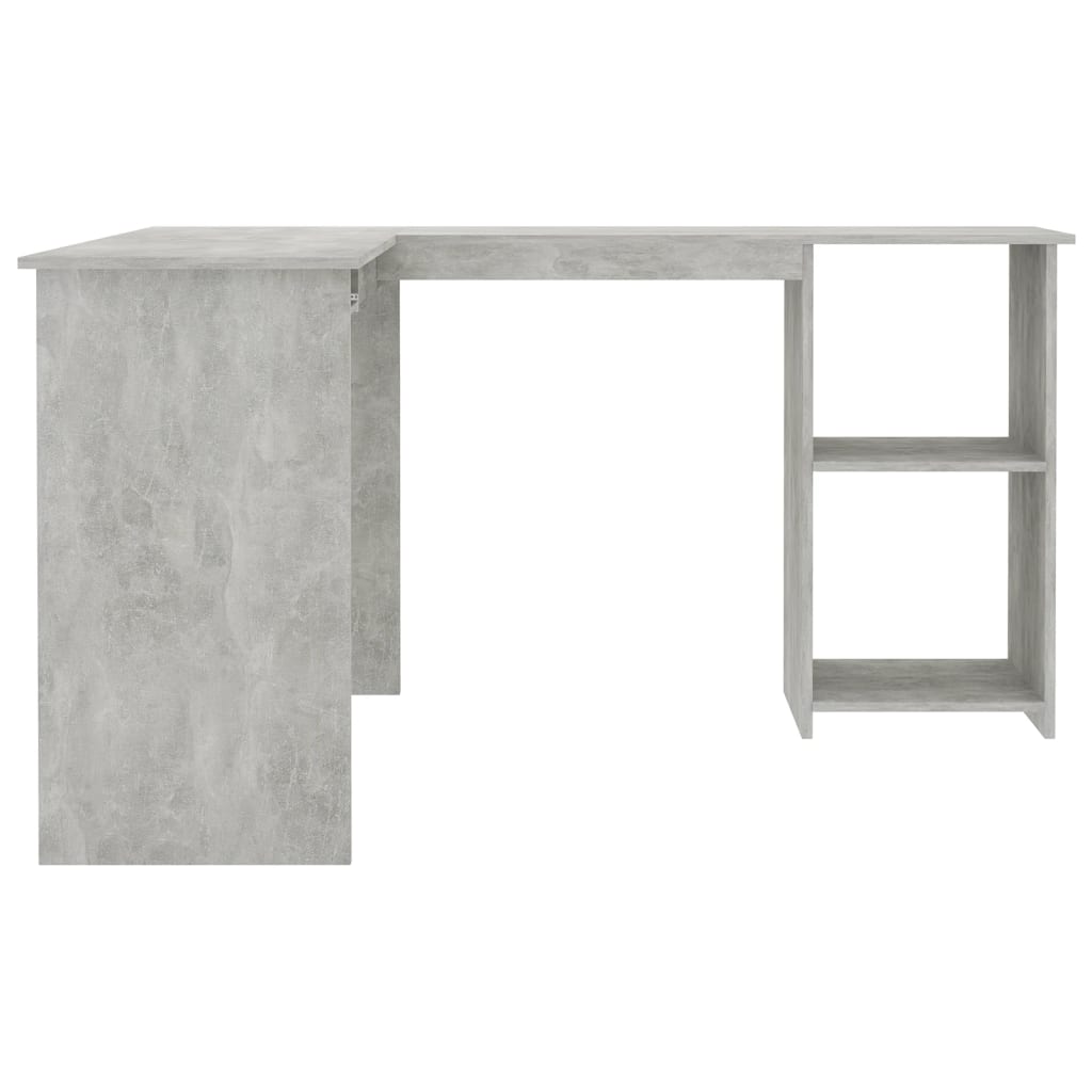 betonszürke szerelt fa L-alakú sarok-íróasztal 120x140x75 cm