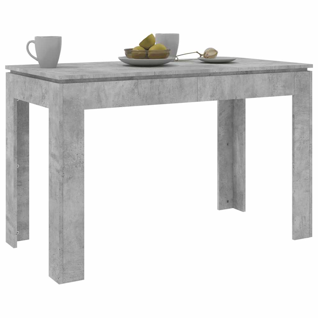 betonszürke szerelt fa étkezőasztal 120 x 60 x 76 cm