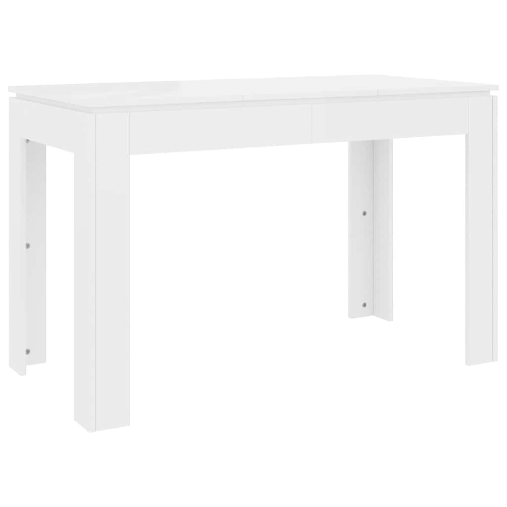magasfényű fehér szerelt fa étkezőasztal 120 x 60 x 76 cm