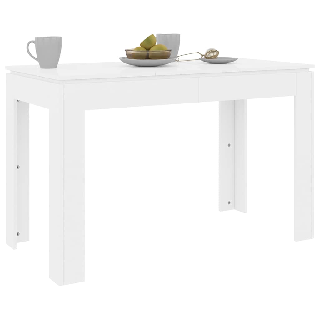 magasfényű fehér szerelt fa étkezőasztal 120 x 60 x 76 cm