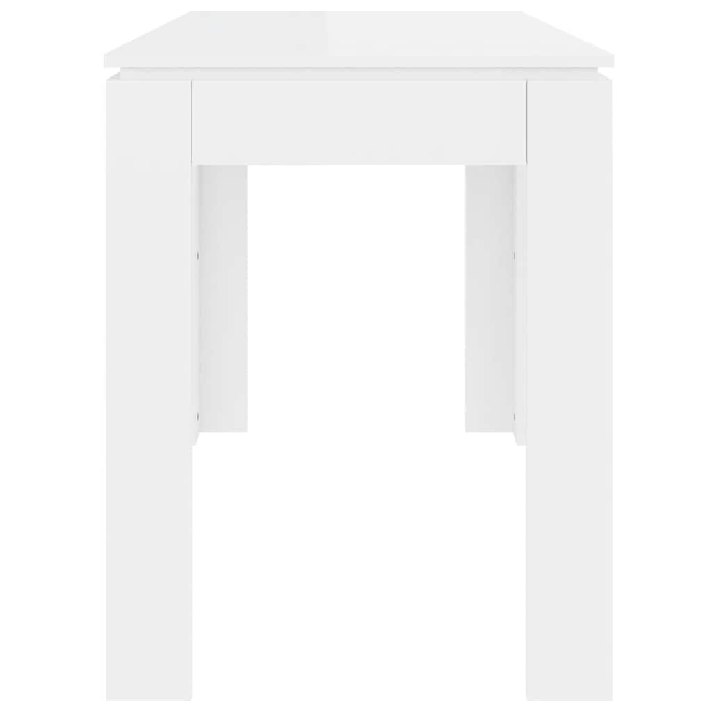 magasfényű fehér szerelt fa étkezőasztal 120 x 60 x 76 cm