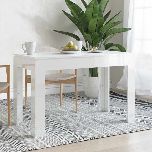 magasfényű fehér szerelt fa étkezőasztal 120 x 60 x 76 cm