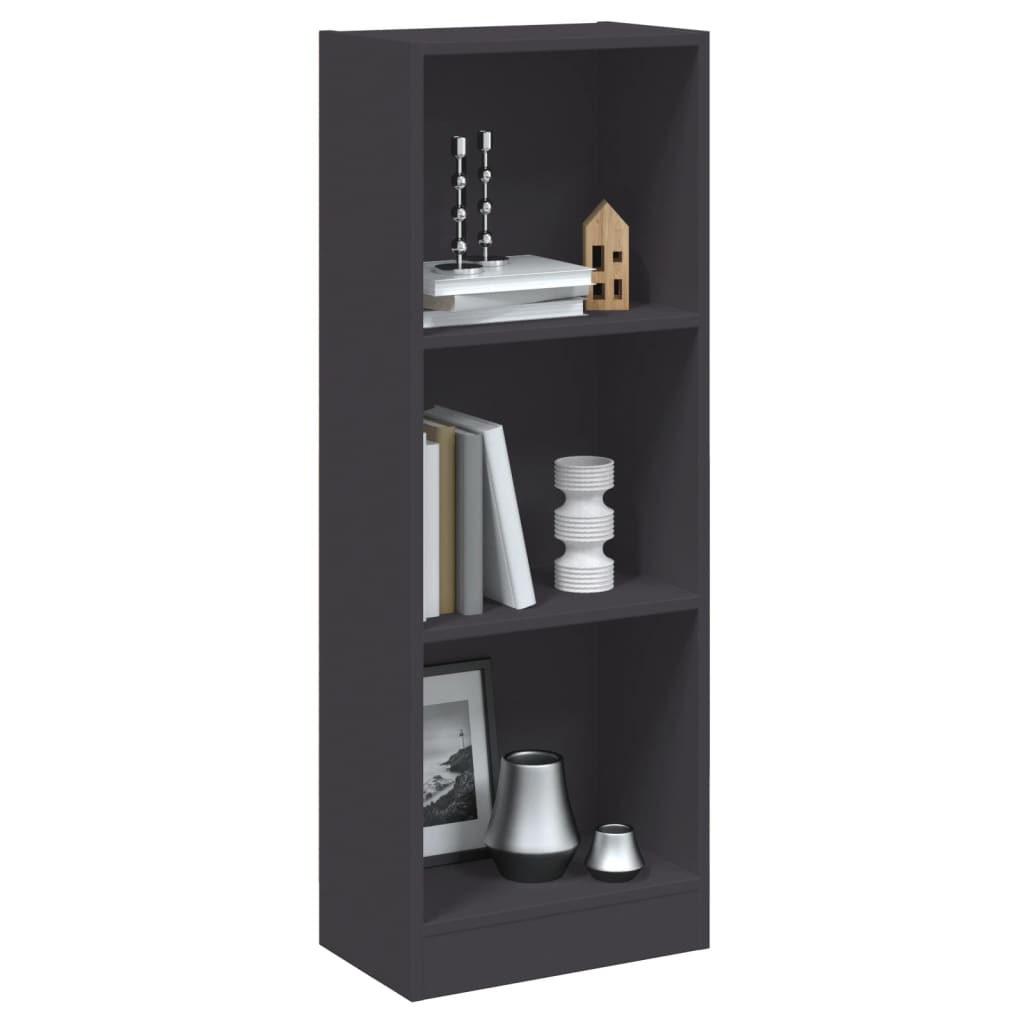 3 szintes szürke szerelt fa könyvszekrény 40 x 24 x 109 cm