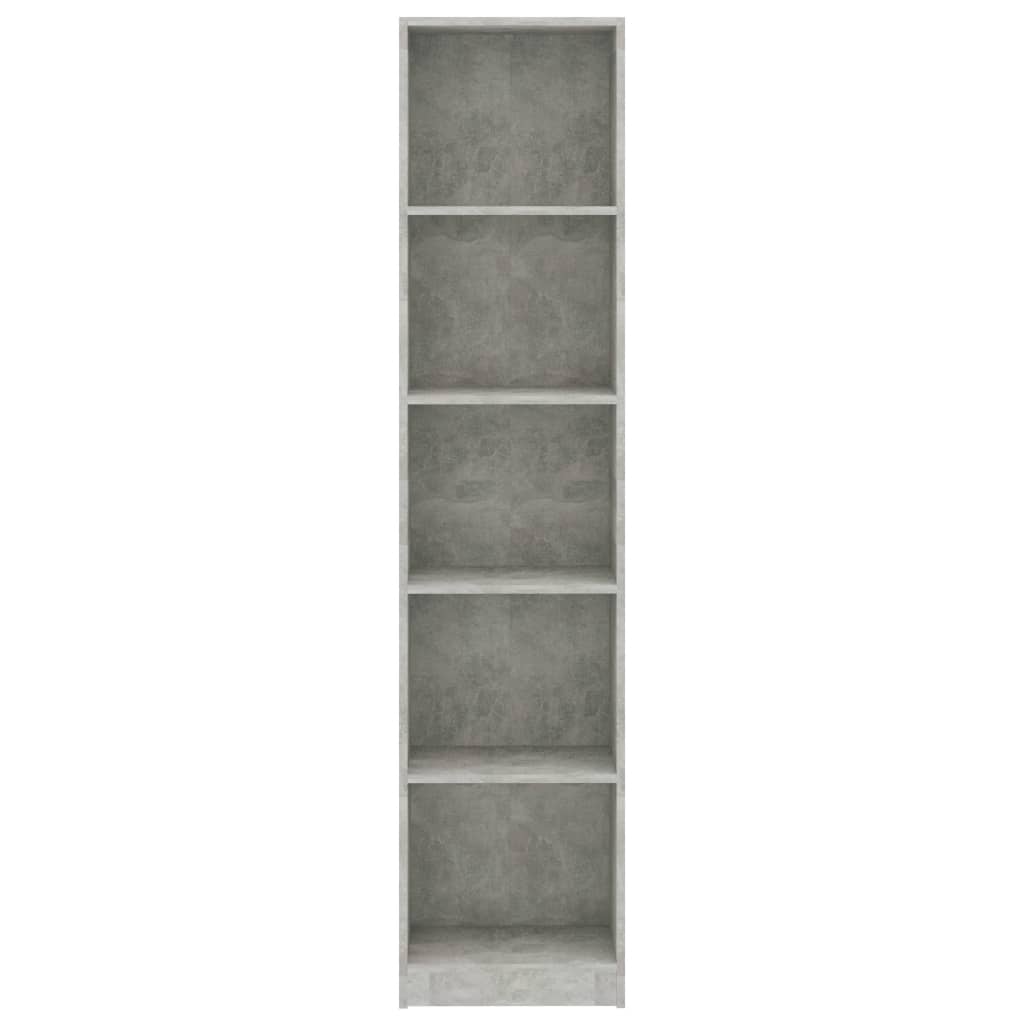 5-szintes betonszürke szerelt fa könyvszekrény 40 x 24 x 175 cm