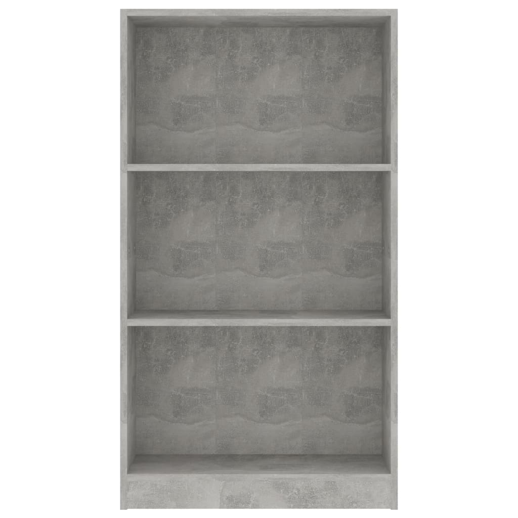 3 szintes betonszürke szerelt fa könyvszekrény 60x24x109 cm