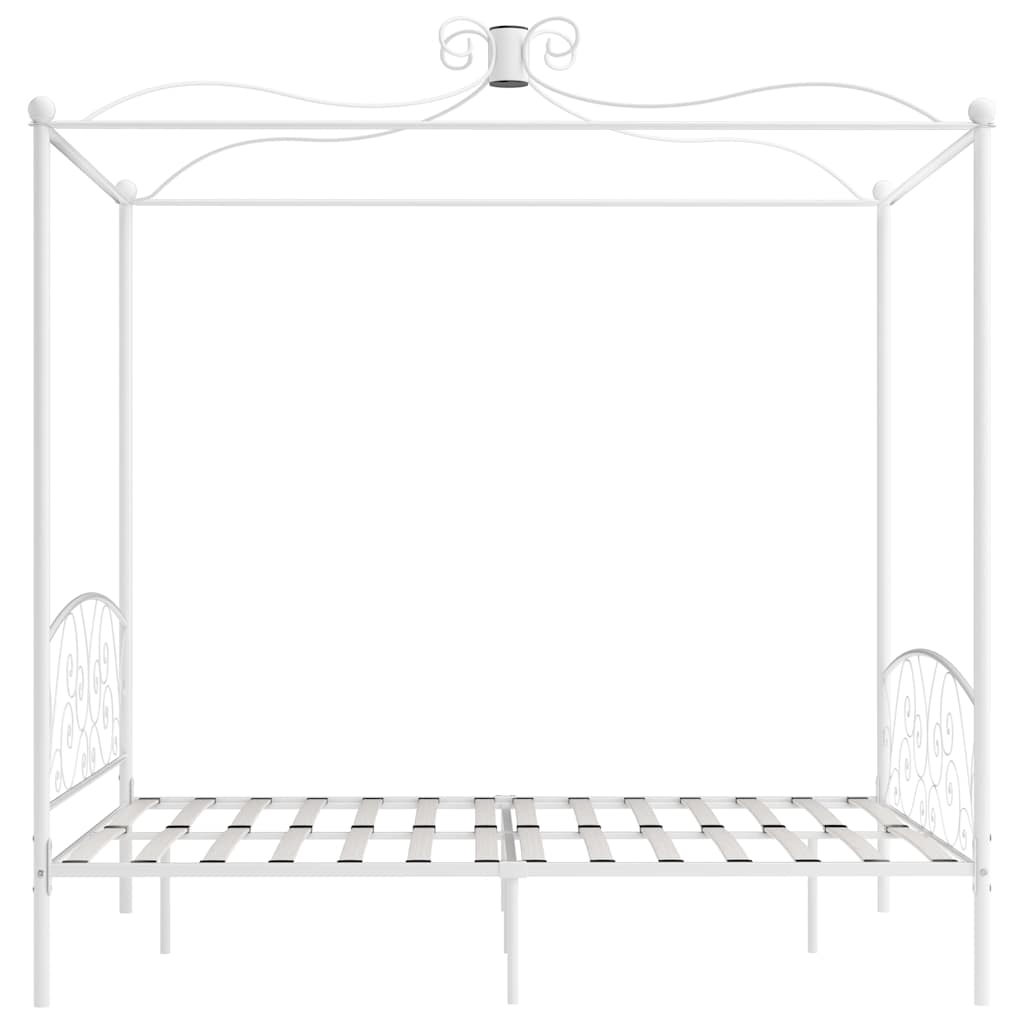 fehér fém baldachinos ágykeret 160 x 200 cm