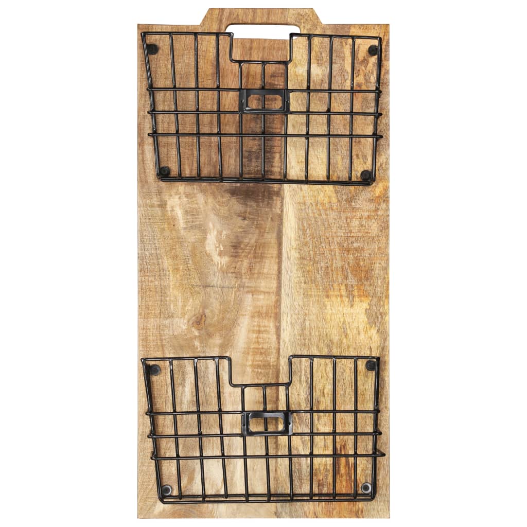 tömör nyers mangófa falra szerelhető újságtartó 33 x 10 x 67 cm