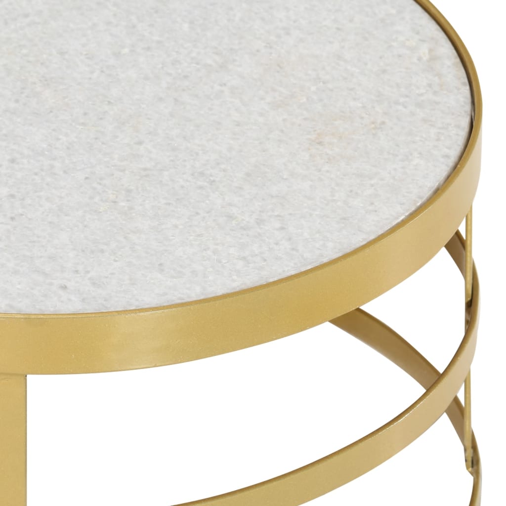 2 darabos rézszínű és fehér márvány dohányzóasztalszett