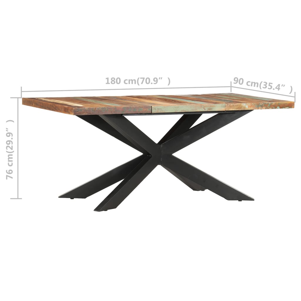 tömör újrahasznosított fa étkezőasztal 180 x 90 x 76 cm