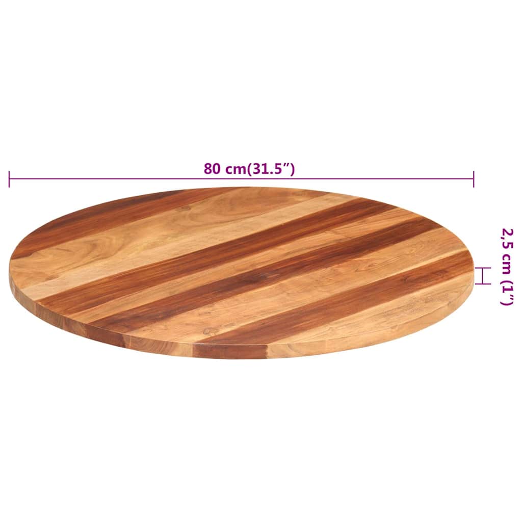 kerek tömör akácfa asztallap 25-27 mm 80 cm