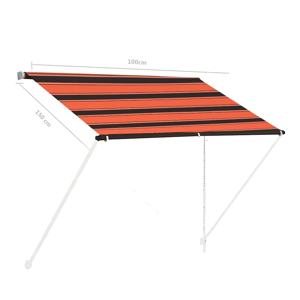 narancssárga és barna feltekerhető napellenző 100 x 150 cm