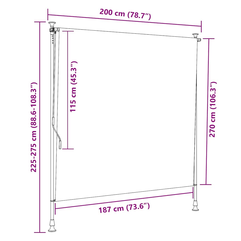 antracitszürke kültéri sötétítő roló 200 x 270 cm