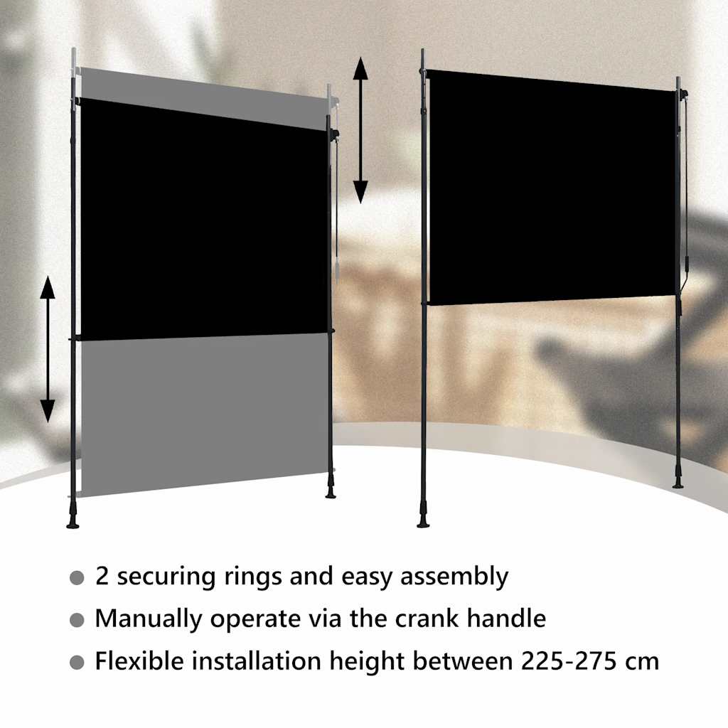 antracitszürke kültéri sötétítő roló 200 x 270 cm