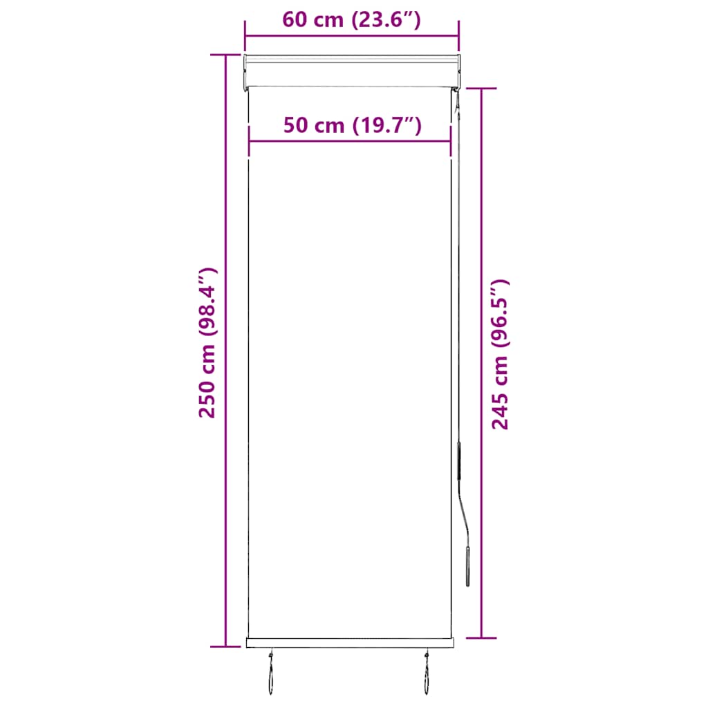 krémszínű kültéri roló 60 x 250 cm