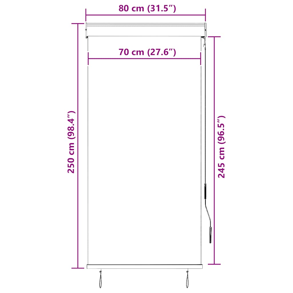 sárga és kék kültéri roló 80 x 250 cm