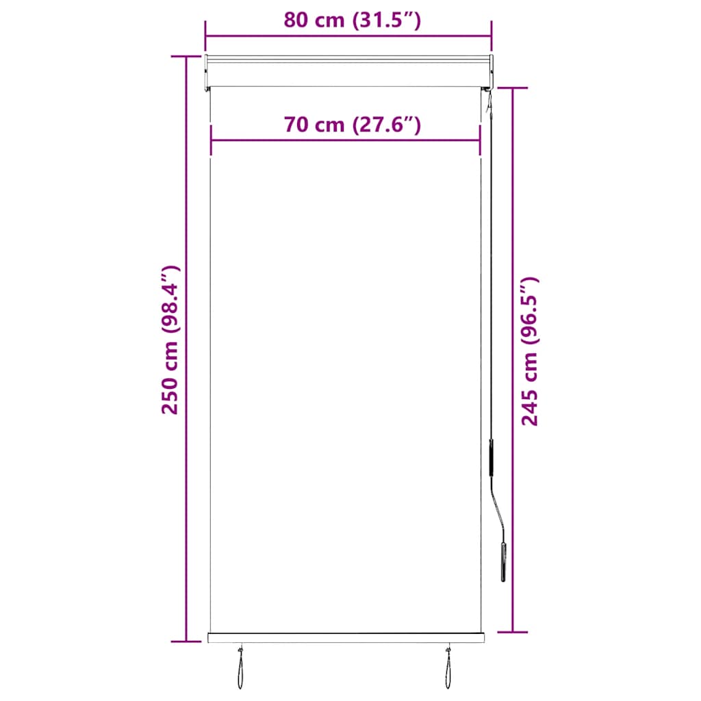 krémszínű kültéri roló 80 x 250 cm