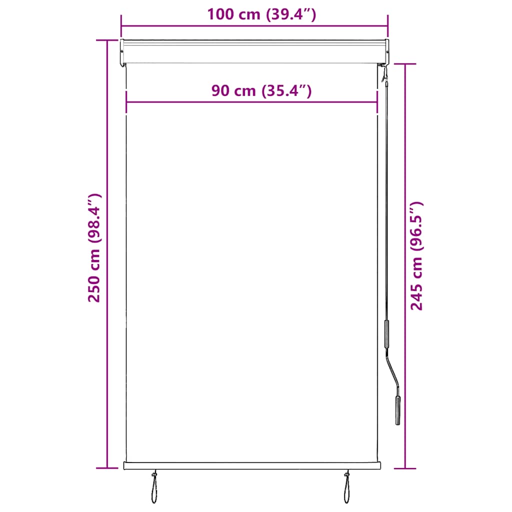 sárga és kék kültéri roló 100 x 250 cm