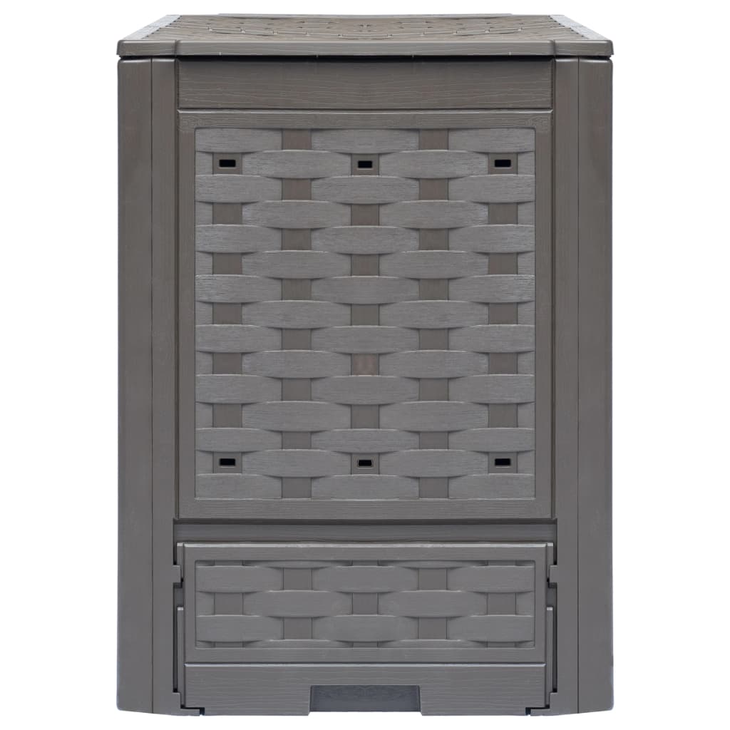 2 db barna műanyag rattan kerti komposztáló 60x60x83 cm 600 L
