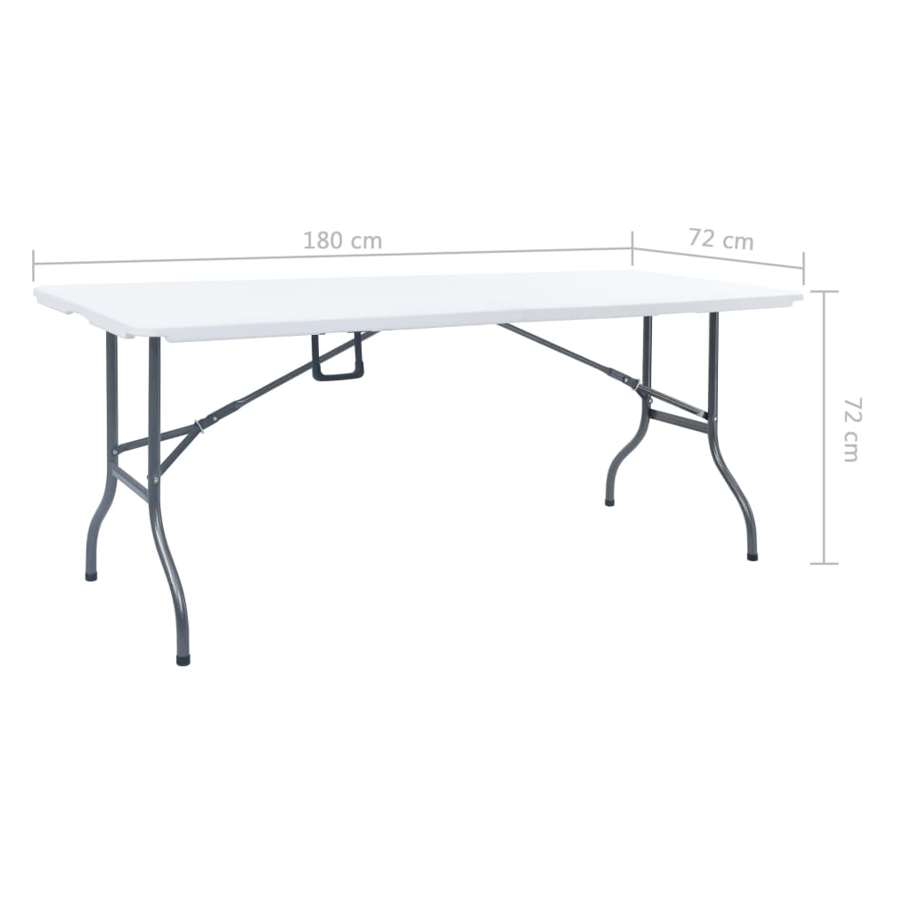 fehér HDPE összecsukható kerti asztal 180 x 72 x 72 cm