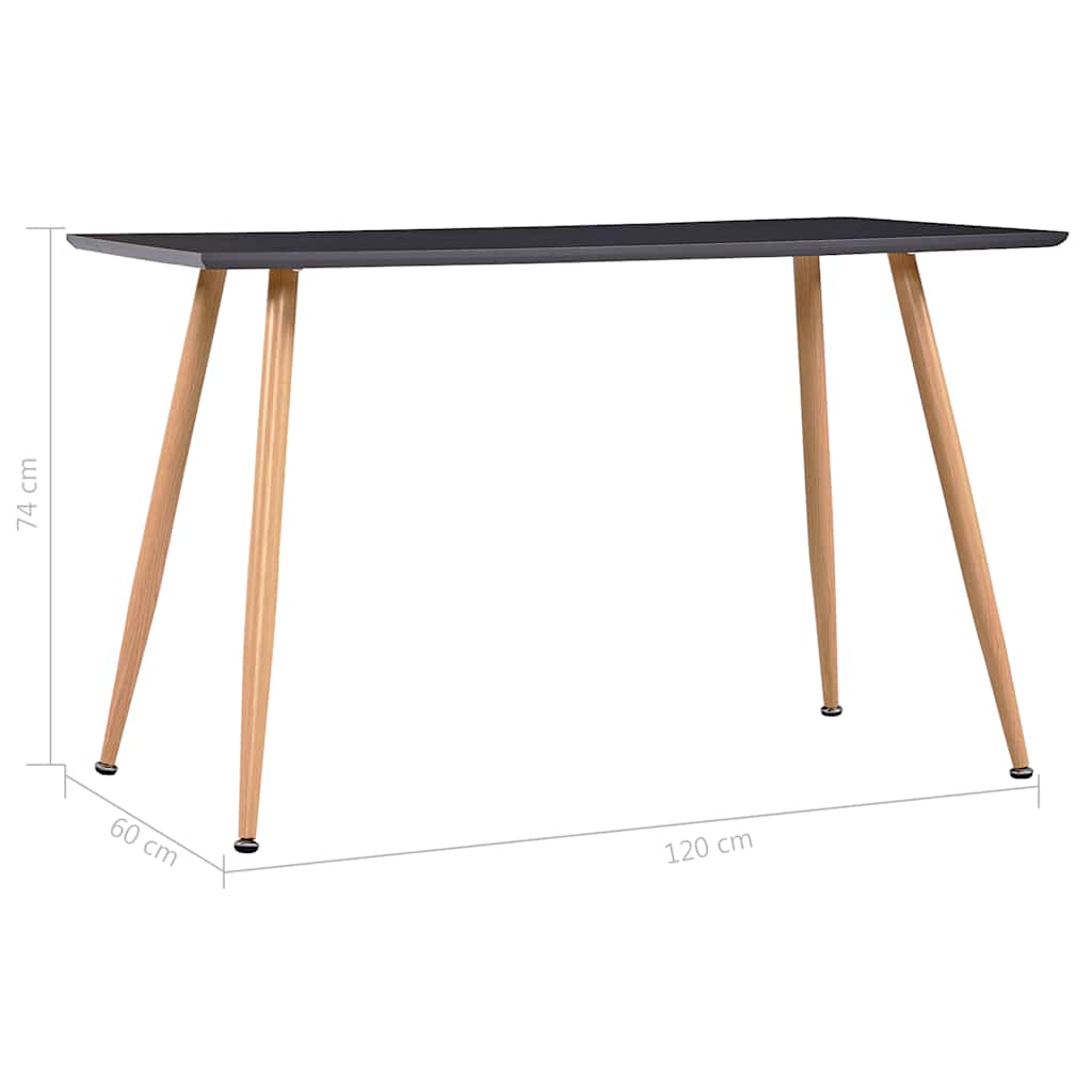 tölgyszínű és szürke MDF étkezőasztal 120 x 60 x 74 cm