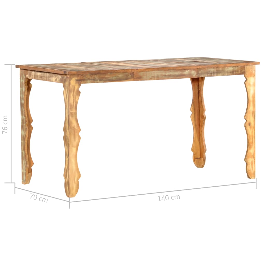 tömör újrahasznosított fa étkezőasztal 140 x 70 x 76 cm
